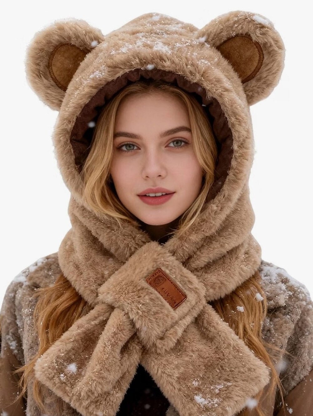 Winter Balaclava Hat, 2 in 1 Fleece-Lined Hooded Scarf, Soft Warm Hat